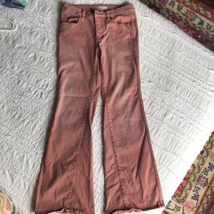 Free People Wide Leg Flare Rose Pants